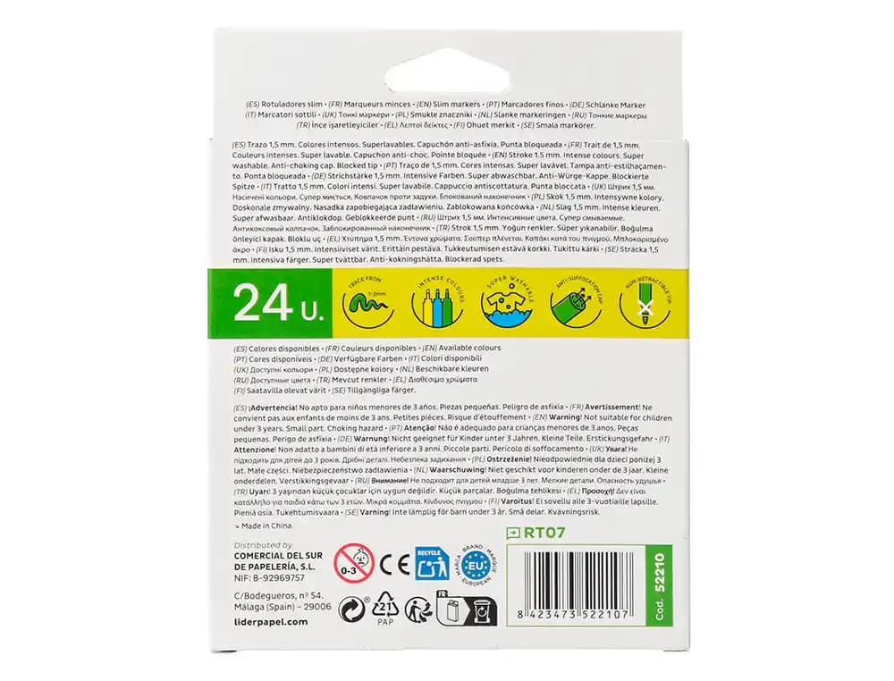 Rotulador liderpapel slim caja de 24 unidades colores surtidos