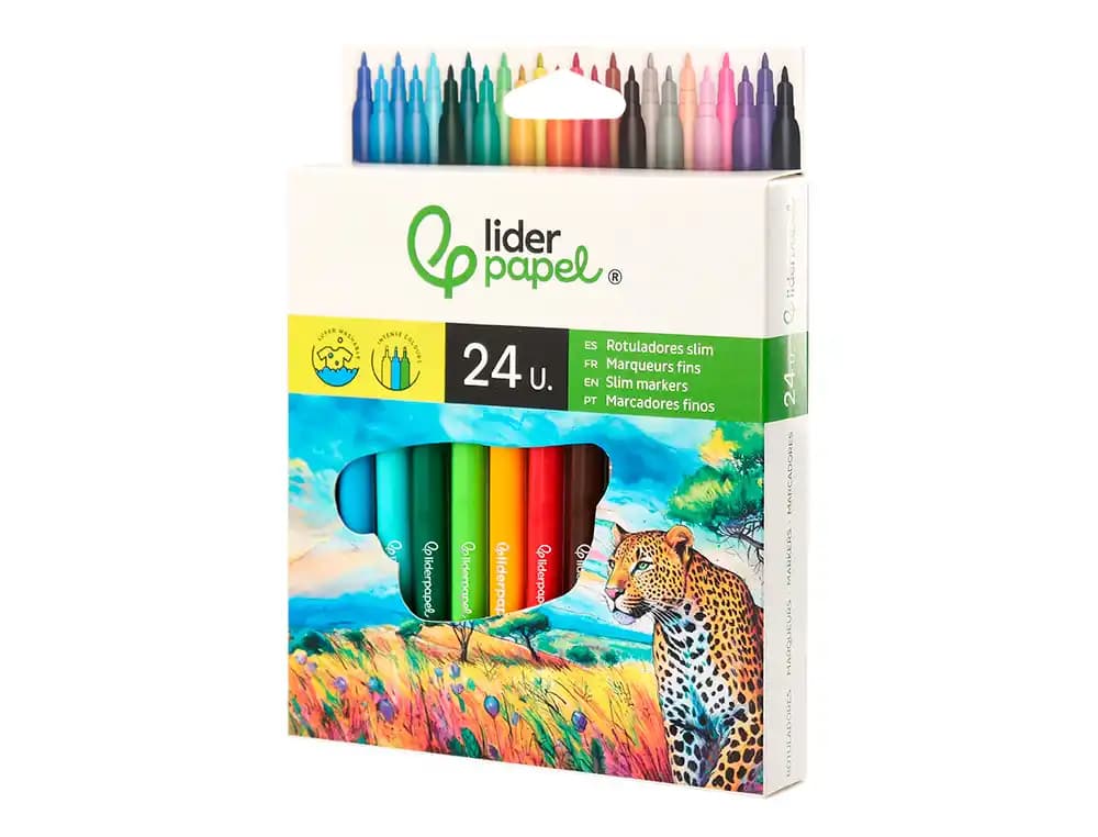 Rotulador liderpapel slim caja de 24 unidades colores surtidos