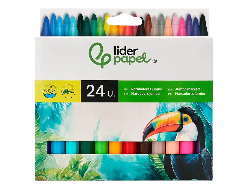 Rotulador liderpapel jumbo caja de 24 unidades colores surtidos
