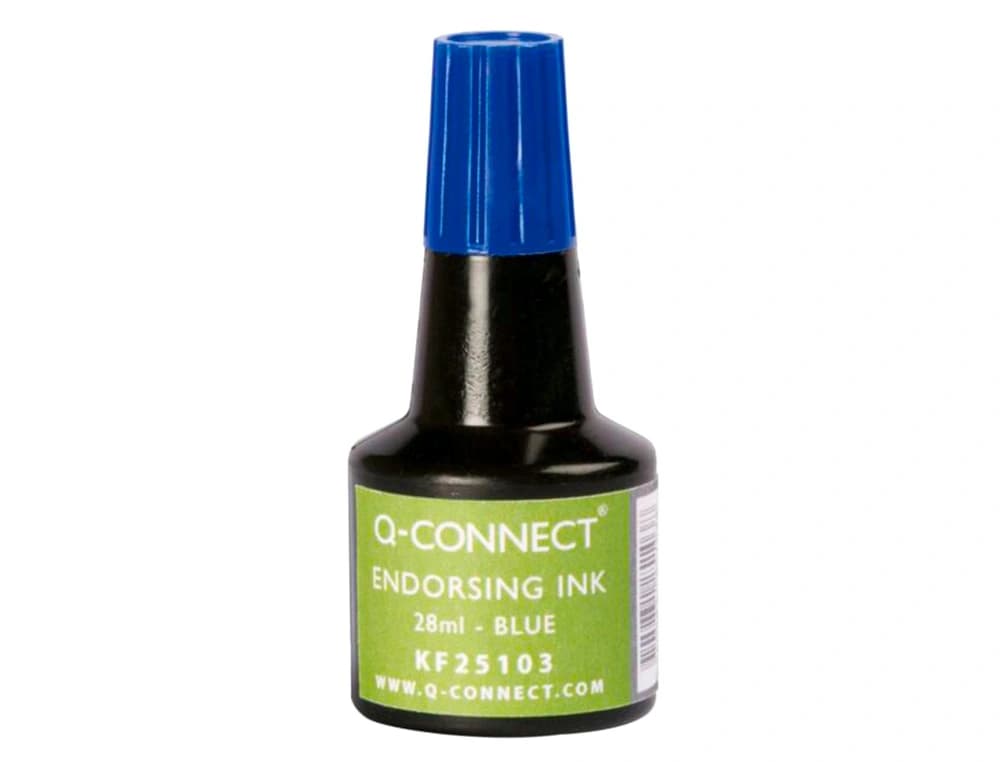 Tinta para tampón Q-Connect en bote de 28 ml – Azul