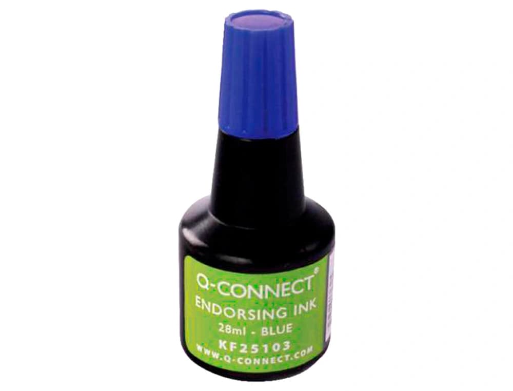 Tinta para tampón Q-Connect en bote de 28 ml – Azul
