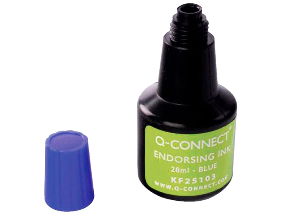 Tinta para tampón Q-Connect en bote de 28 ml – Azul