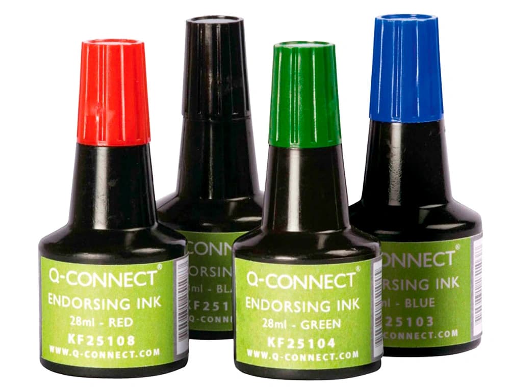 Tinta para tampón Q-Connect en bote de 28 ml – Azul
