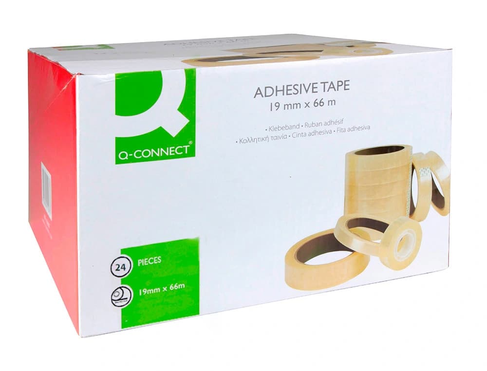 Cinta adhesiva q-connect transparente 66 mt x 19 mm encelofanada