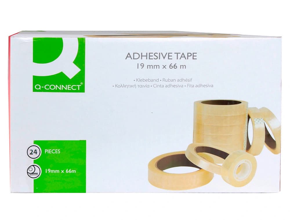 Cinta adhesiva q-connect transparente 66 mt x 19 mm encelofanada