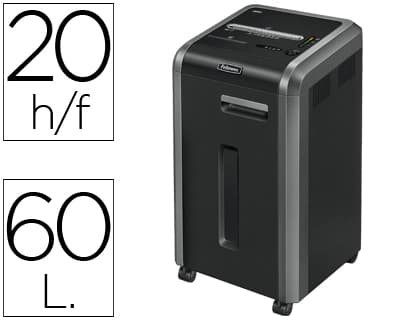 Fellowes Destructora de documentos fellowes 225ci capacidad de corte 24 h destruye grapas clips cd y tarjetas 60 litros