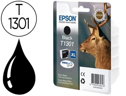 Epson Cartucho de tinta original Epson T1301 negro para Stylus SX525WD, SX620FW, Office B42WD, BX320FW y BX525WD