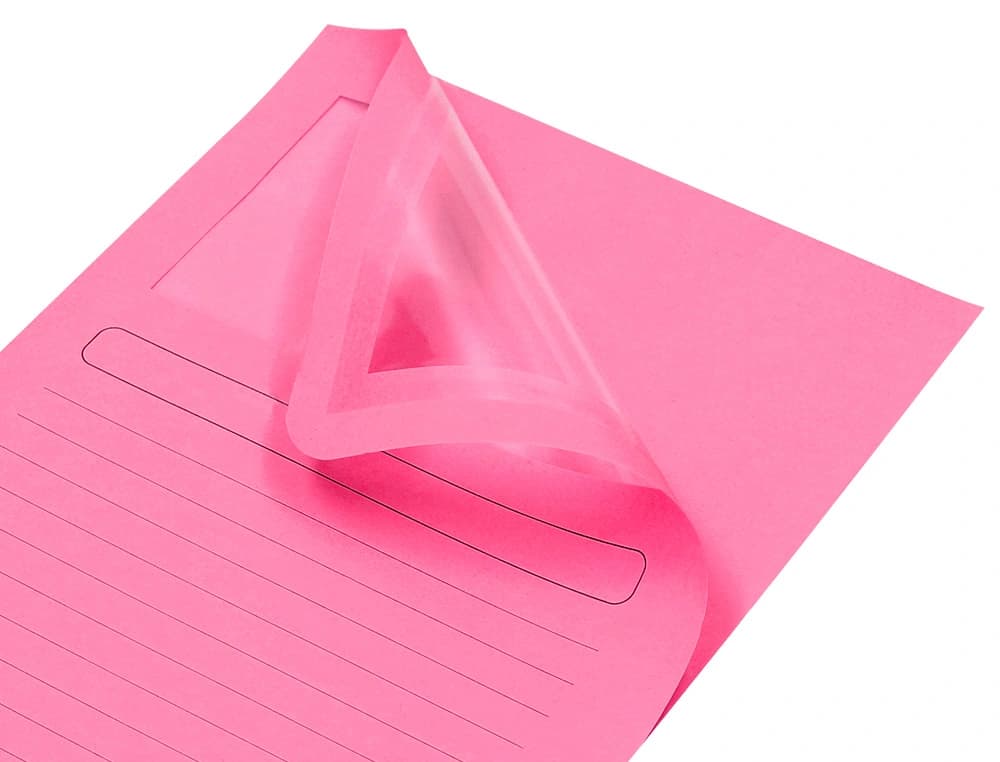Subcarpeta Q-Connect de cartulina de 120 g con ventana transparente en la tapa, DIN A4 – Rosa