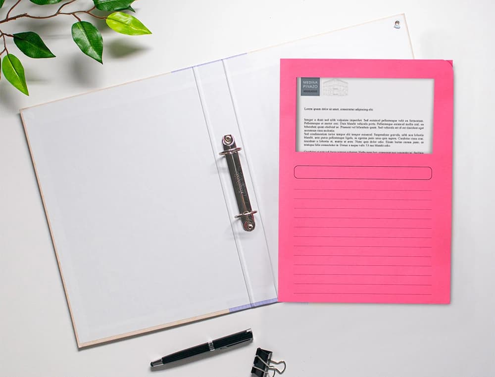 Subcarpeta Q-Connect de cartulina de 120 g con ventana transparente en la tapa, DIN A4 – Rosa