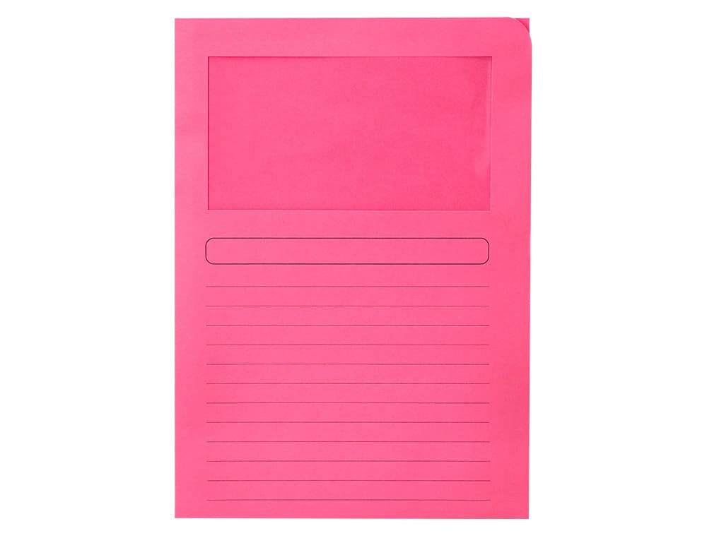 Subcarpeta Q-Connect de cartulina de 120 g con ventana transparente en la tapa, DIN A4 – Rosa