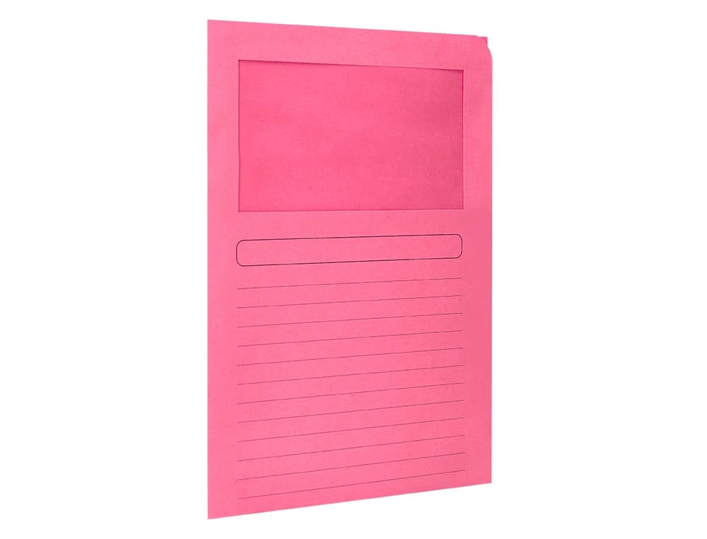 Subcarpeta Q-Connect de cartulina de 120 g con ventana transparente en la tapa, DIN A4 – Rosa