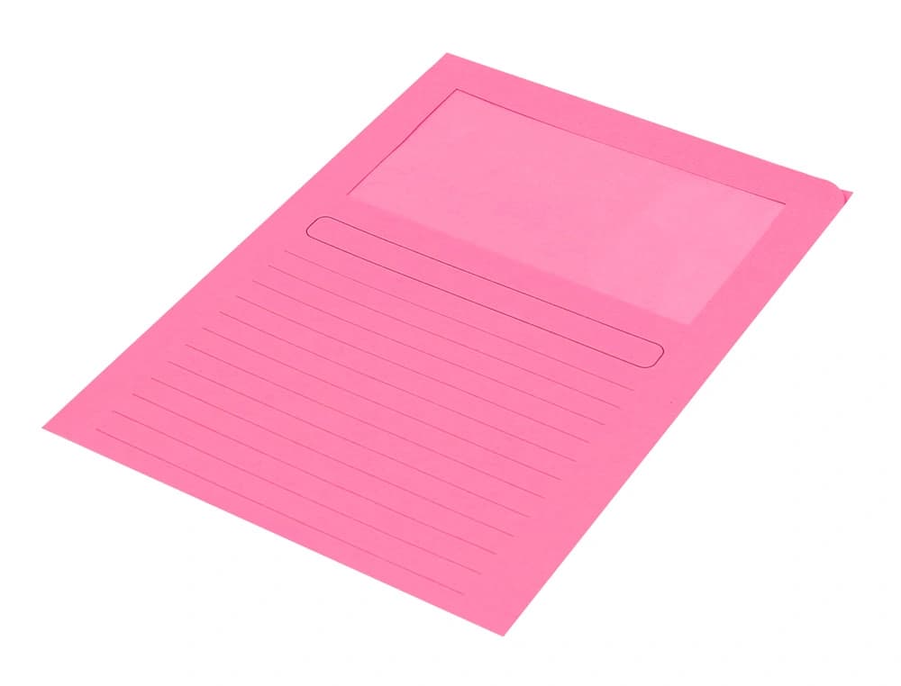 Subcarpeta Q-Connect de cartulina de 120 g con ventana transparente en la tapa, DIN A4 – Rosa