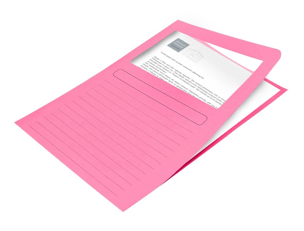 Subcarpeta Q-Connect de cartulina de 120 g con ventana transparente en la tapa, DIN A4 – Rosa