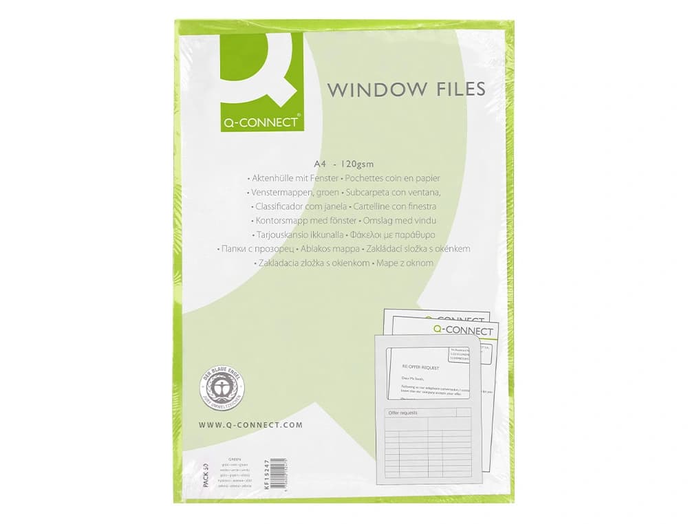 Subcarpeta cartulina q-connect din a4 con ventana transparente 120 g/m2