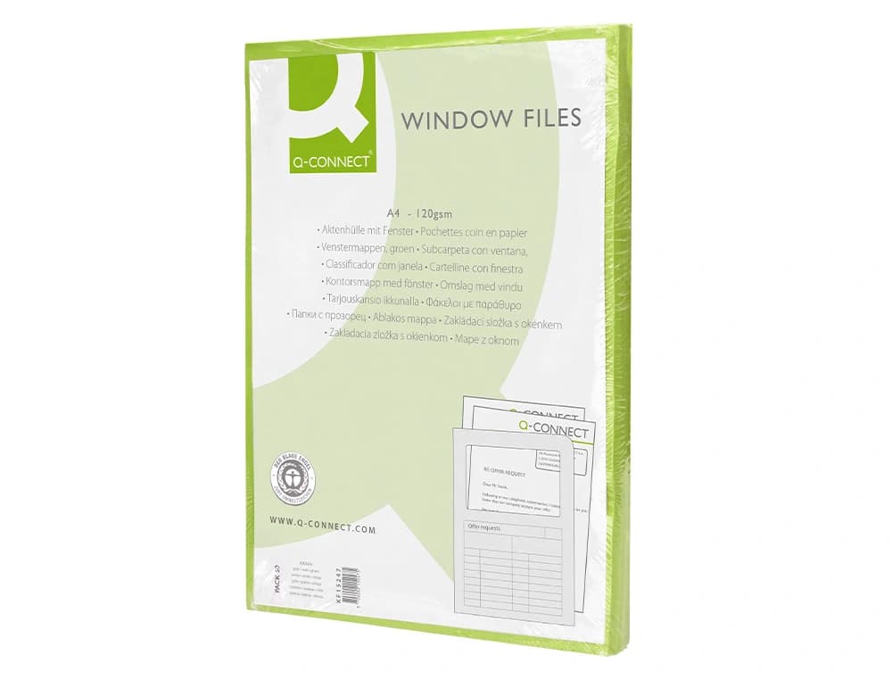 Subcarpeta cartulina q-connect din a4 con ventana transparente 120 g/m2