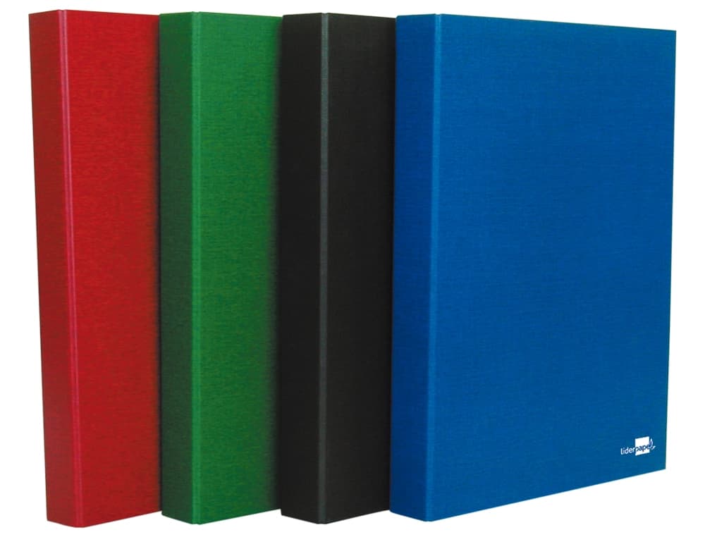 Carpeta de 4 anillas 25mm redondas liderpapel cuarto carton forrado paper coat 4 colores surtidos