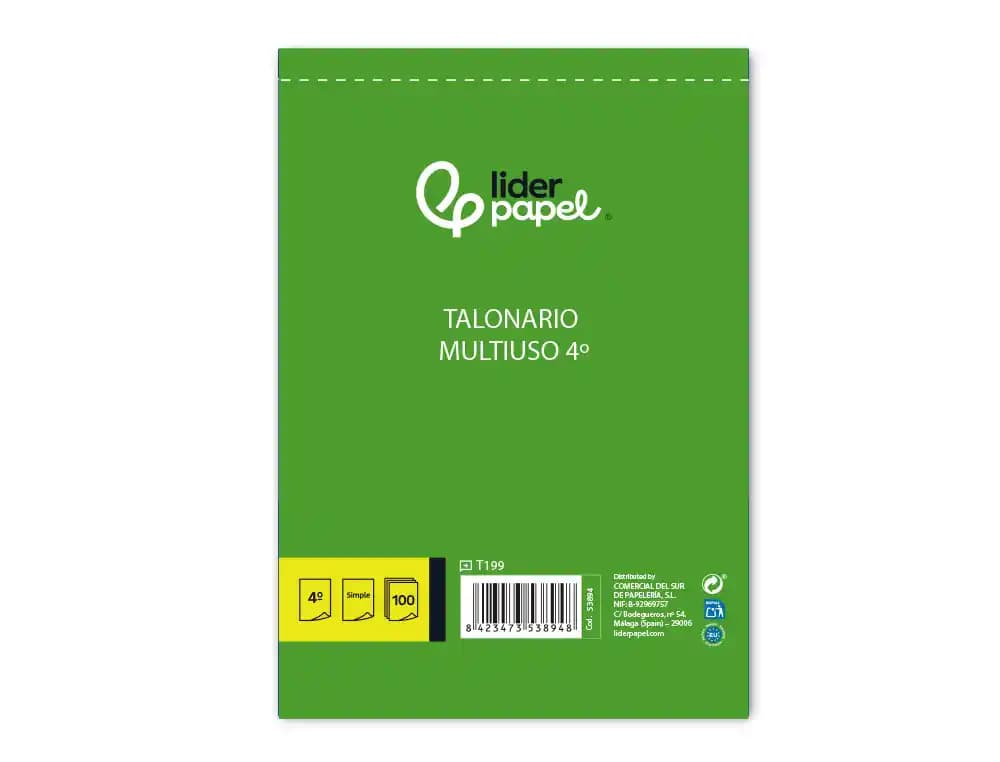 Talonario liderpapel multiusos cuarto original t199