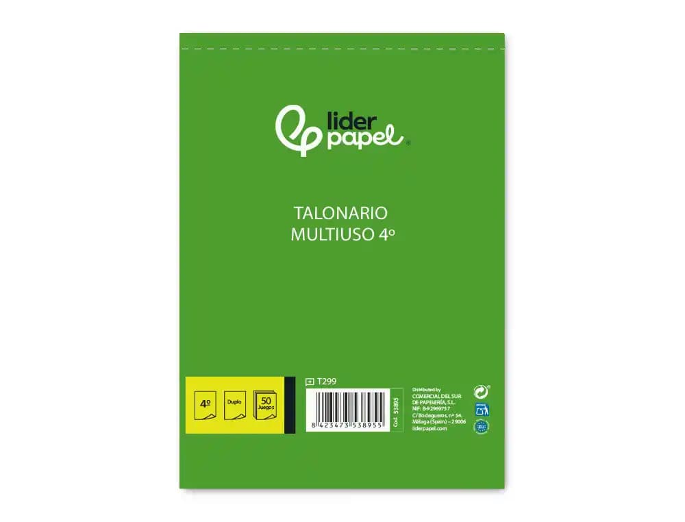 Talonario liderpapel multiusos cuarto original y copia t299