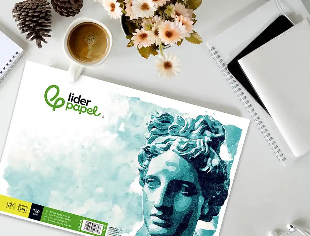 Bloc dibujo liderpapel artistico encolado 594x420mm 24+6 hojas 120g/m2 sin recuadro