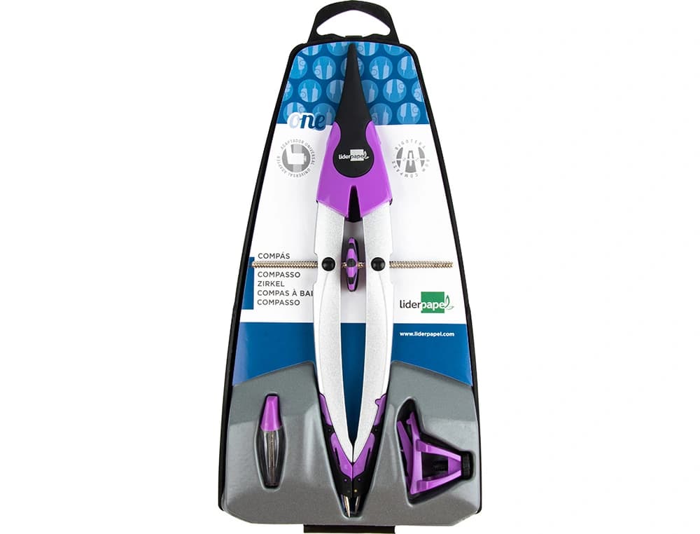 Compas liderpapel one con bigotera adaptador universal yminas colores surtidos
