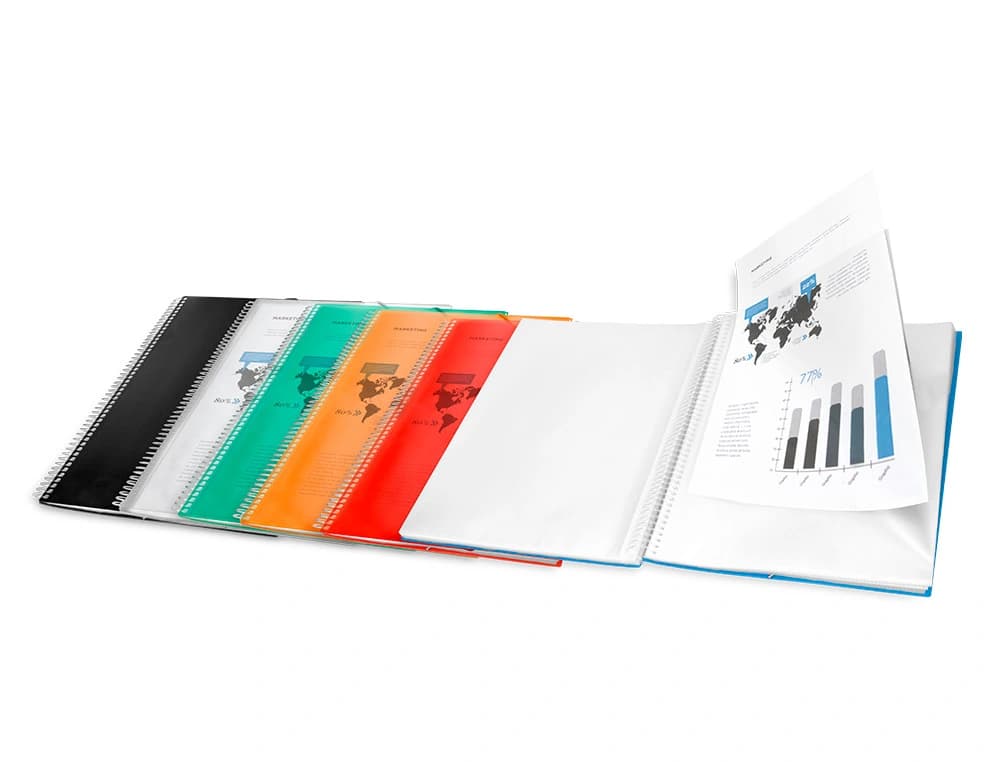 Carpeta liderpapel escaparate con espiral 60 fundas polipropileno din a4
