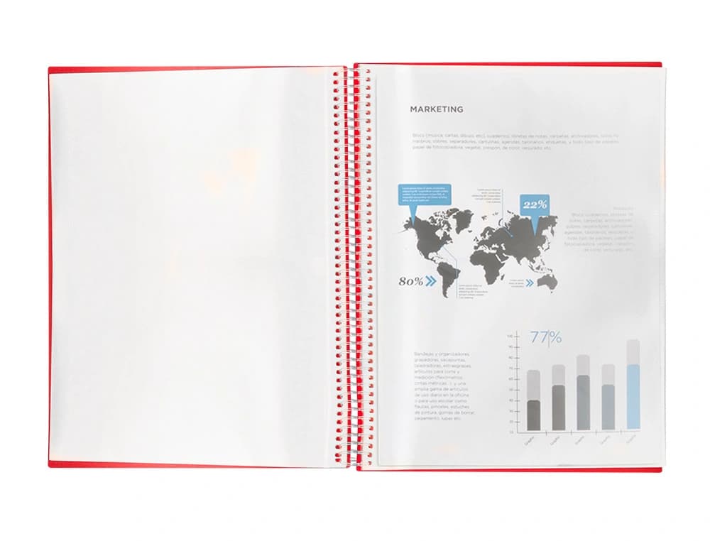 Carpeta liderpapel escaparate con espiral 60 fundas polipropileno din a4