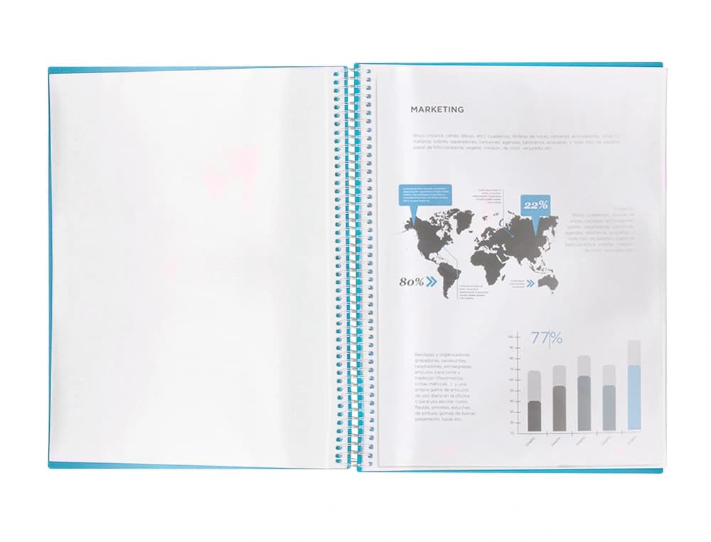 Carpeta liderpapel escaparate con espiral 80 fundas polipropileno din a4