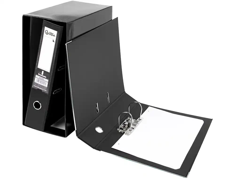 Módulo Liderpapel de 2 archivadores tamaño folio con mecanismo de palanca de 75 mm y Rado – Negro