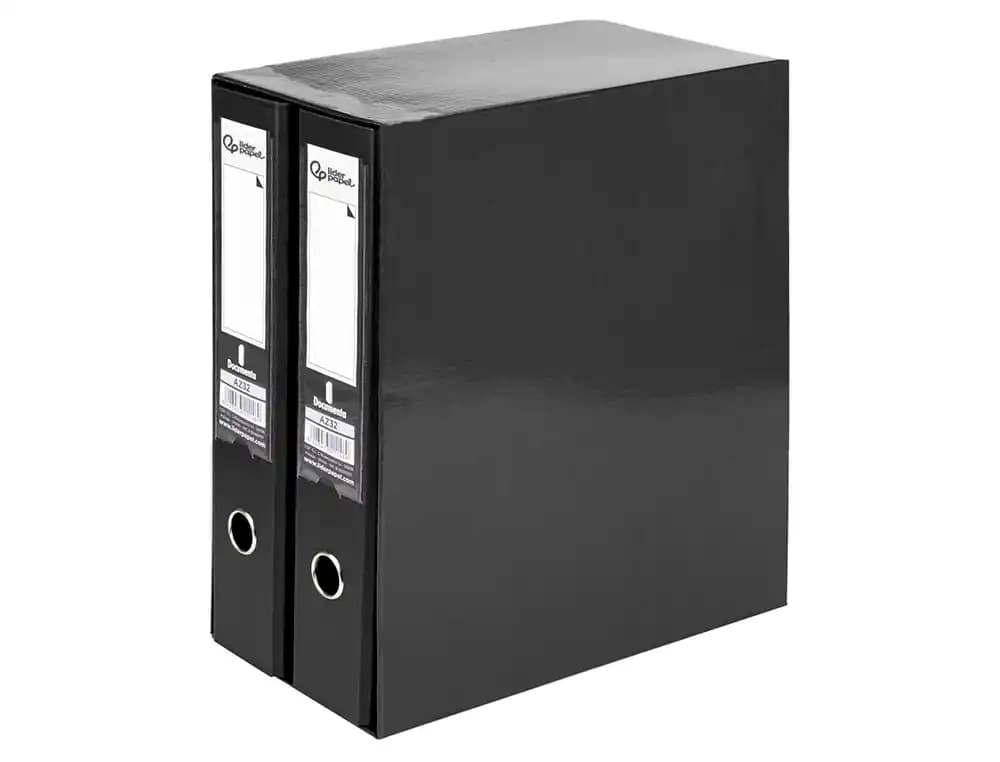Módulo Liderpapel de 2 archivadores tamaño folio con mecanismo de palanca de 75 mm y Rado – Negro