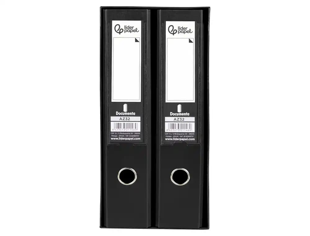 Módulo Liderpapel de 2 archivadores tamaño folio con mecanismo de palanca de 75 mm y Rado – Negro