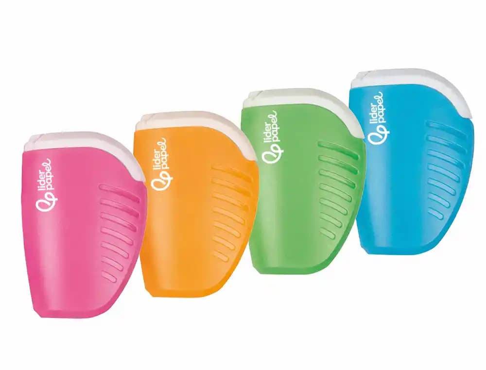 Sacapuntas liderpapel plastico 1 uso con deposito colores surtidos