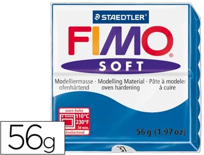 Pasta de modelar Staedtler FIMO soft para hornear, bloque de 57 g en 16 colores · Azul pacífico