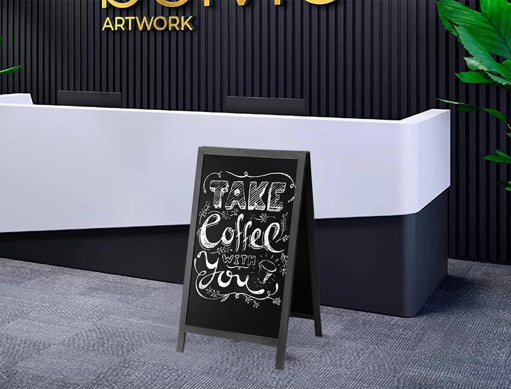 Pizarra negra liderpapel caballete doble cara de madera con superficie para rotuladores 75x135 cm