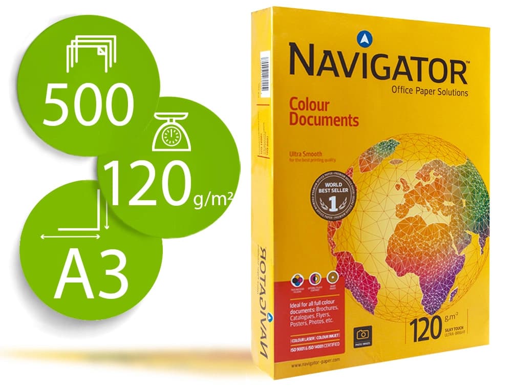 Navigator Papel fotocopiadora navigator din a3 120 gramos paquete de 500 hojas