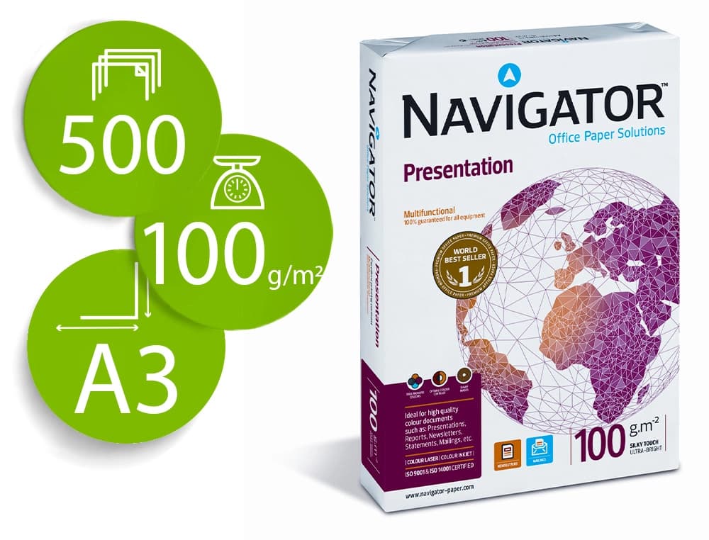 Navigator Papel fotocopiadora navigator din a3 100 gramos paquete de 500 hojas