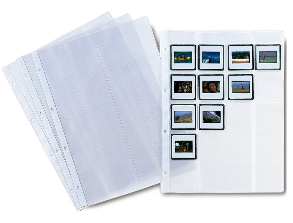 Funda pardo folio 4 taladros 200 mc lomo reforzado para 20 diapositivas