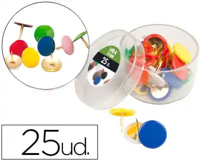 Chincheta liderpapel plastificada colores surtidos caja de 25 unidades