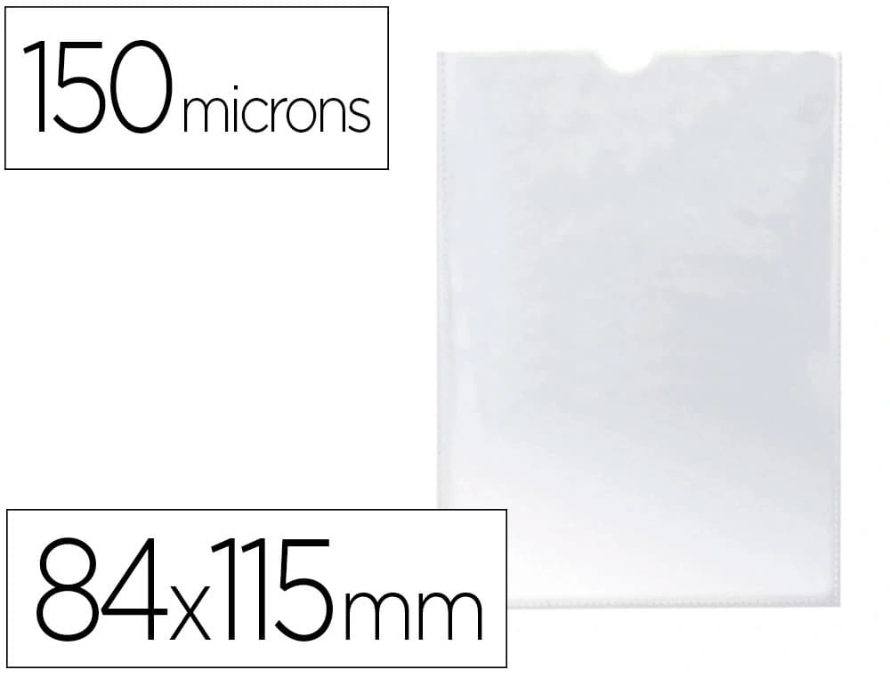 Q-connect Funda portadocumento q-connect din a7 150 micras pvc transparente con uñero 84x115 mm