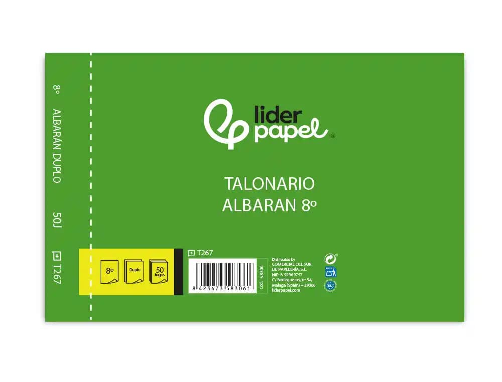 Talonario liderpapel albaran octavo duplicado apaisado