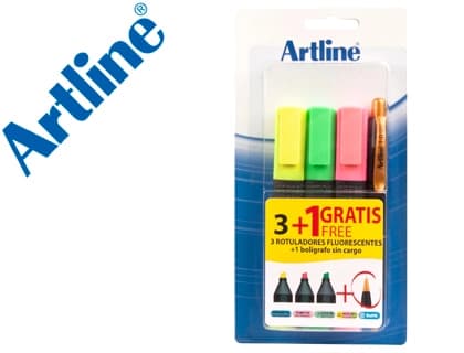 Artline Rotulador artline fluorescente ek-660 blister de 3 unidades + 1 boligrafo serie 7000 sin cargo