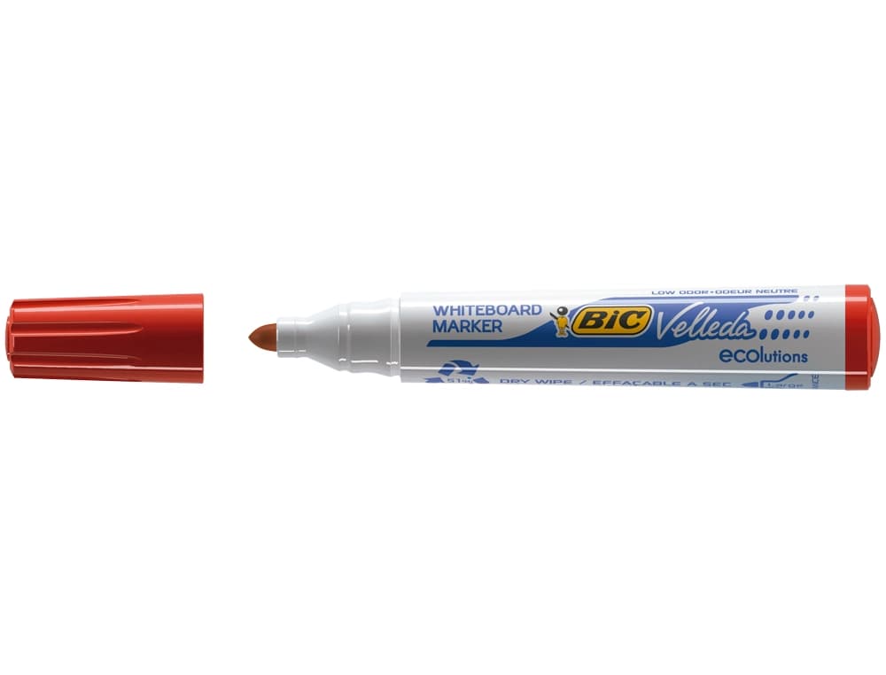 Rotulador de pizarra BIC Velleda de punta cónica y tinta a base de alcohol – Rojo