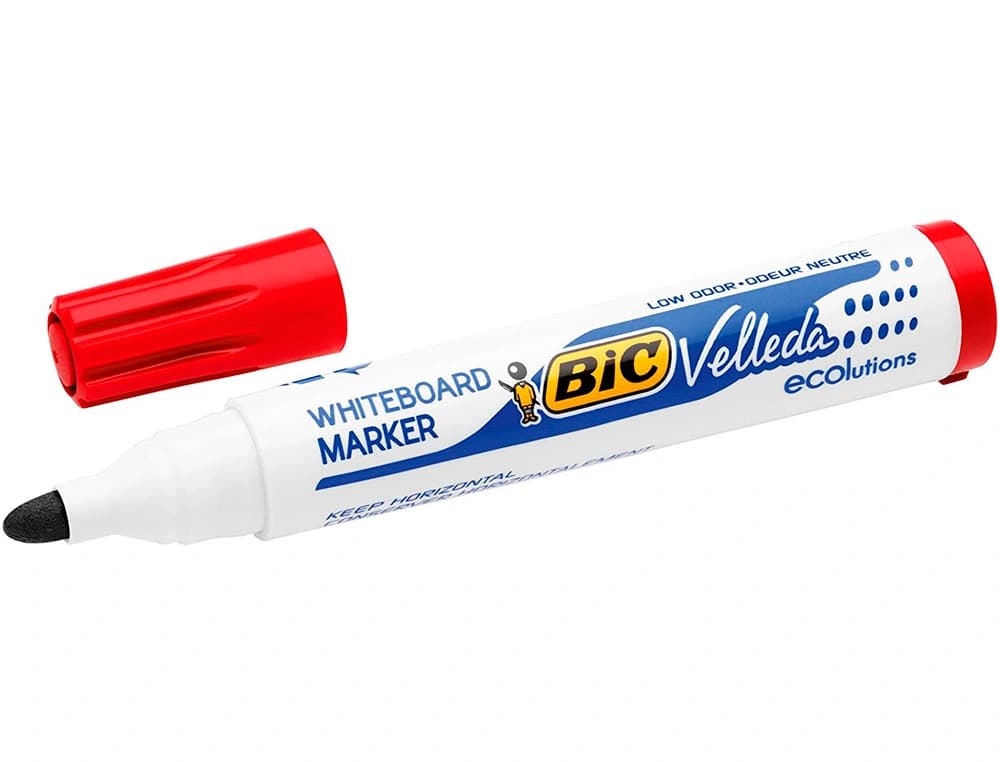 Rotulador de pizarra BIC Velleda de punta cónica y tinta a base de alcohol – Rojo