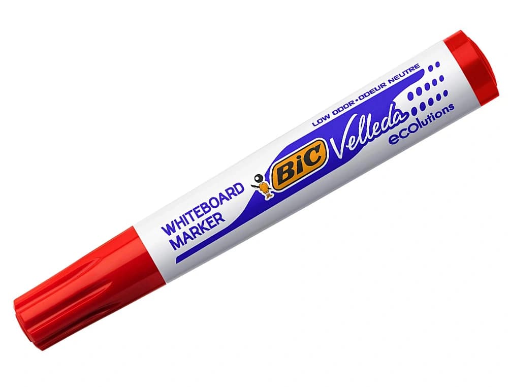 Rotulador de pizarra BIC Velleda de punta cónica y tinta a base de alcohol – Rojo