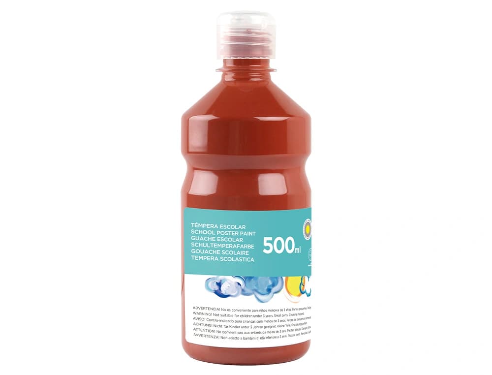 Témpera líquida escolar Liderpapel de 500 ml – Marrón