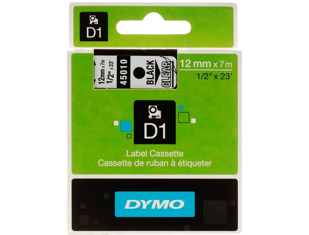 Cinta dymo negro transparente 12mm x7 m d1