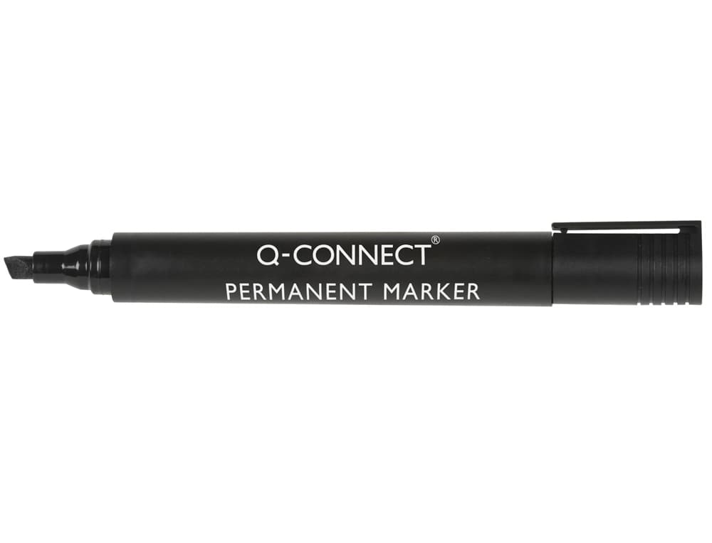 Rotulador permanente Q-Connect de punta biselada de 5 mm – Negro