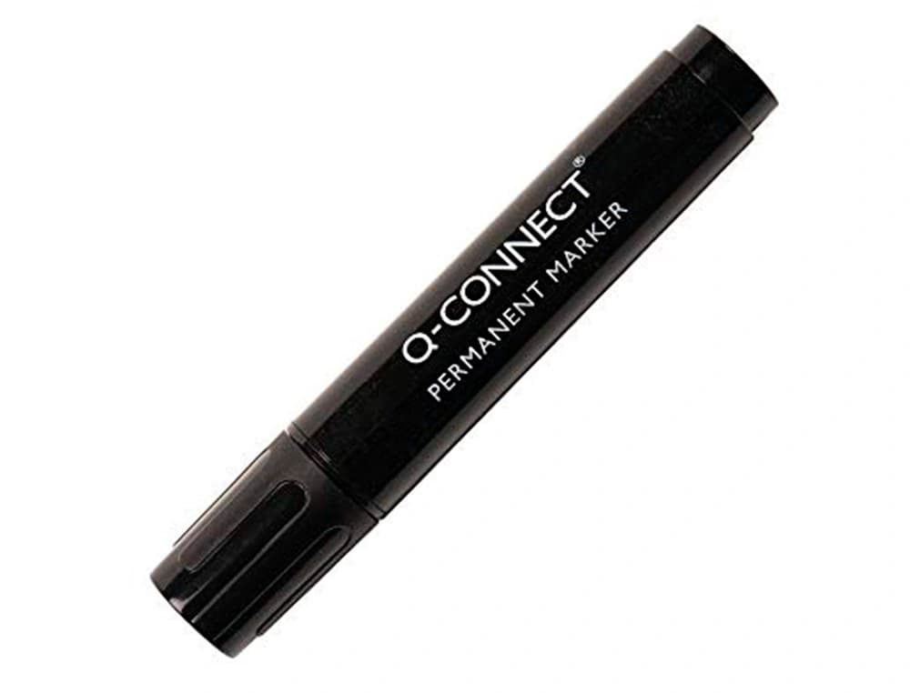 Rotulador permanente Q-Connect de punta biselada de 5 mm – Negro