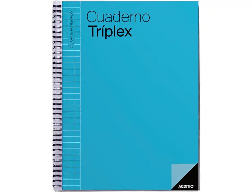 Cuaderno triplex additio plan de curso evaluacion agenda plan semanal y tutorias fundas transparentes 22,5x31cm