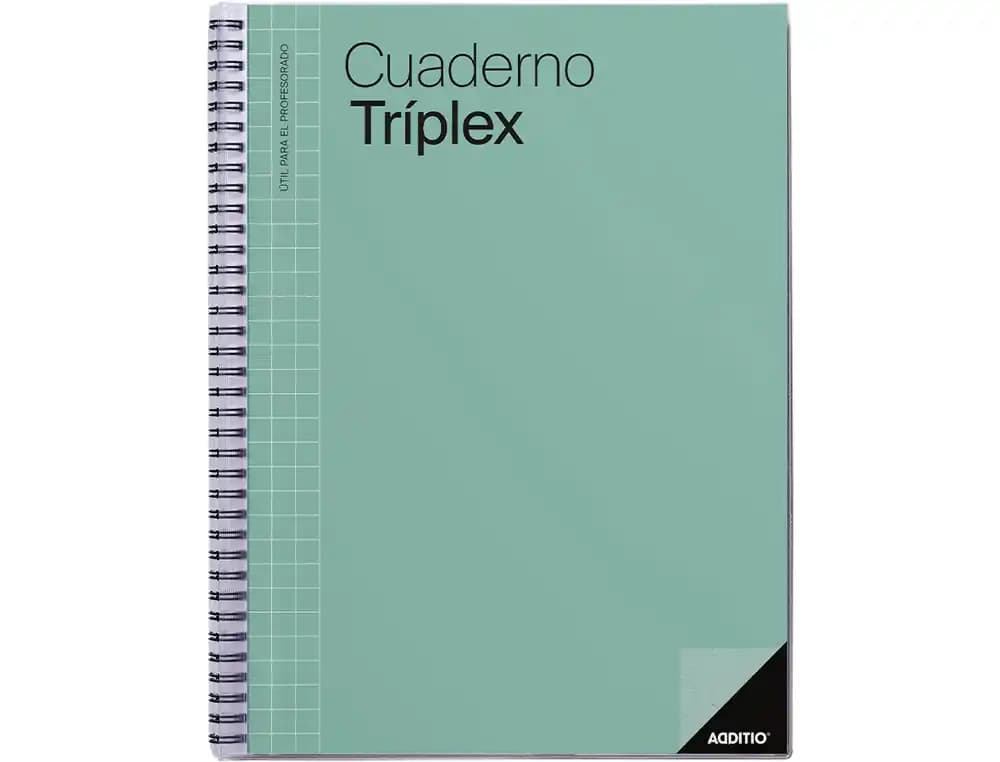 Cuaderno triplex additio plan de curso evaluacion agenda plan semanal y tutorias fundas transparentes 22,5x31cm