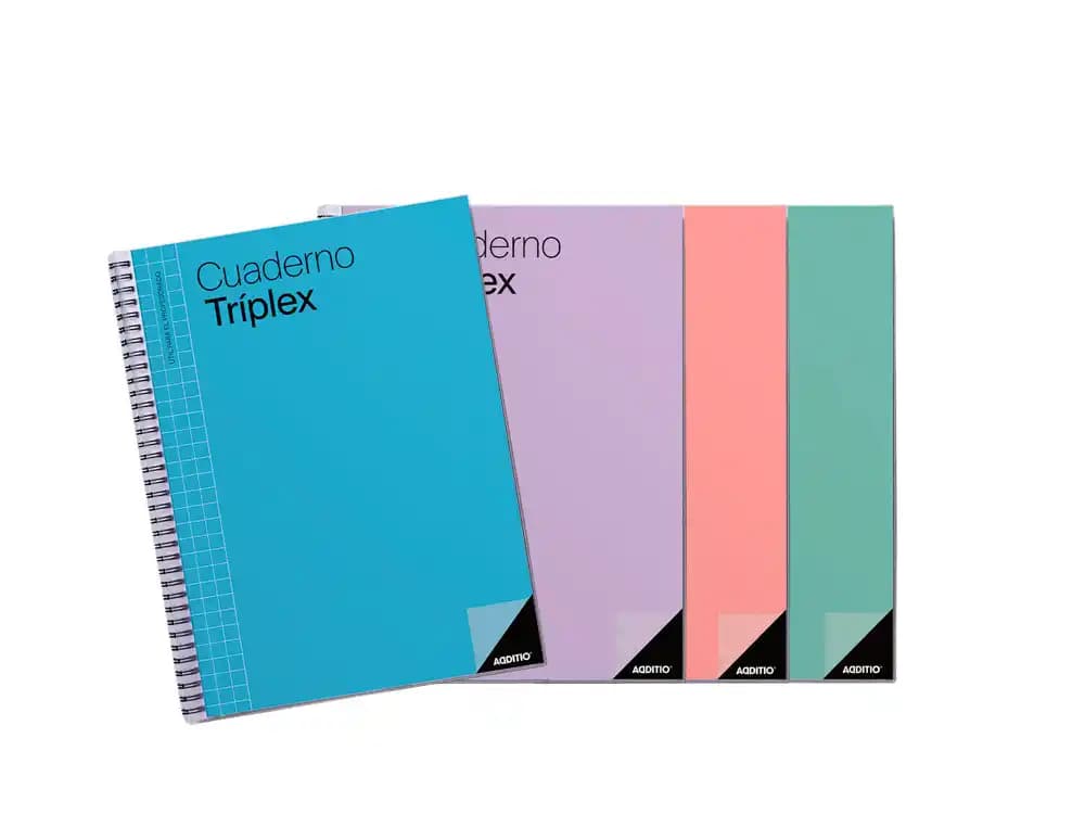Cuaderno triplex additio plan de curso evaluacion agenda plan semanal y tutorias fundas transparentes 22,5x31cm
